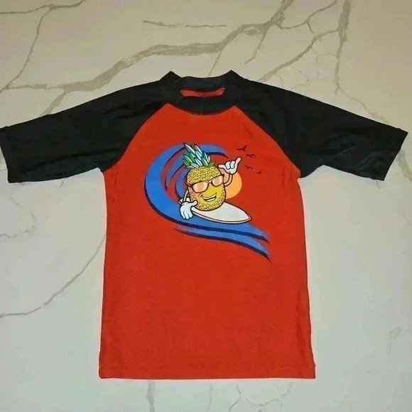There Abouts Boys Surfer Pineapple Rash Guard Swimming Top Red Size 8 - Picture 1 of 1